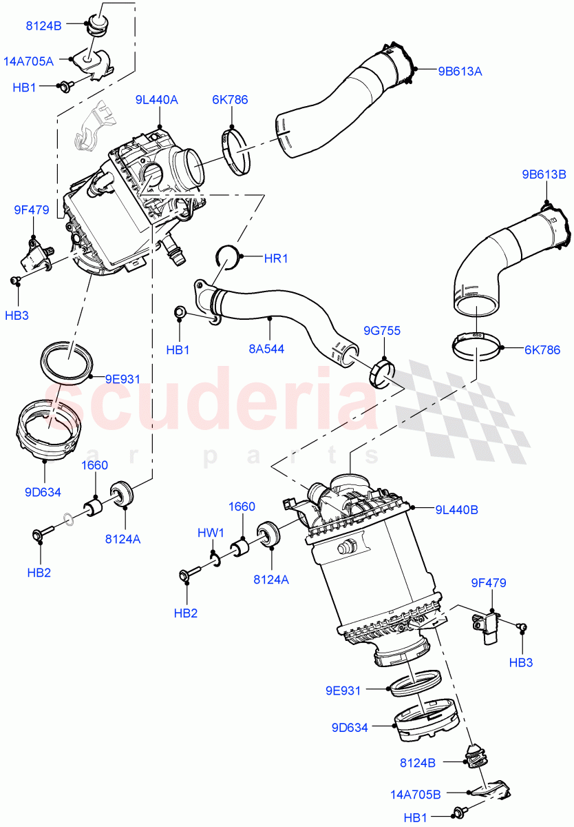 Intercooler/Air Ducts And Hoses(4.4 V8 Turbo Petrol (NC10)) of Land Rover Land Rover Range Rover (2022+) [4.4 V8 Turbo Petrol NC10]