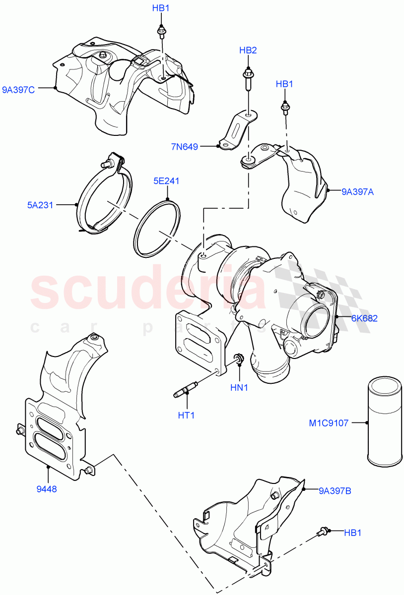 Turbocharger(2.0L I4 High DOHC AJ200 Petrol,2.0L I4 Mid DOHC AJ200 Petrol,2.0L I4 Mid AJ200 Petrol E100)((V)FROMJH000001) of Land Rover Land Rover Discovery Sport (2015+) [2.0 Turbo Petrol AJ200P]