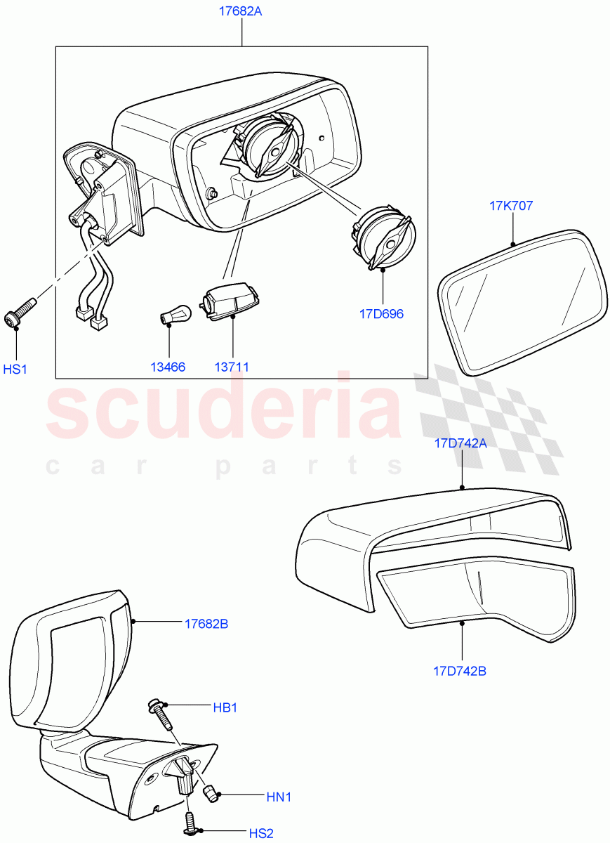 Exterior Rear View Mirror((V)TO9A999999) of Land Rover Land Rover Range Rover Sport (2005-2009) [4.2 Petrol V8 Supercharged]