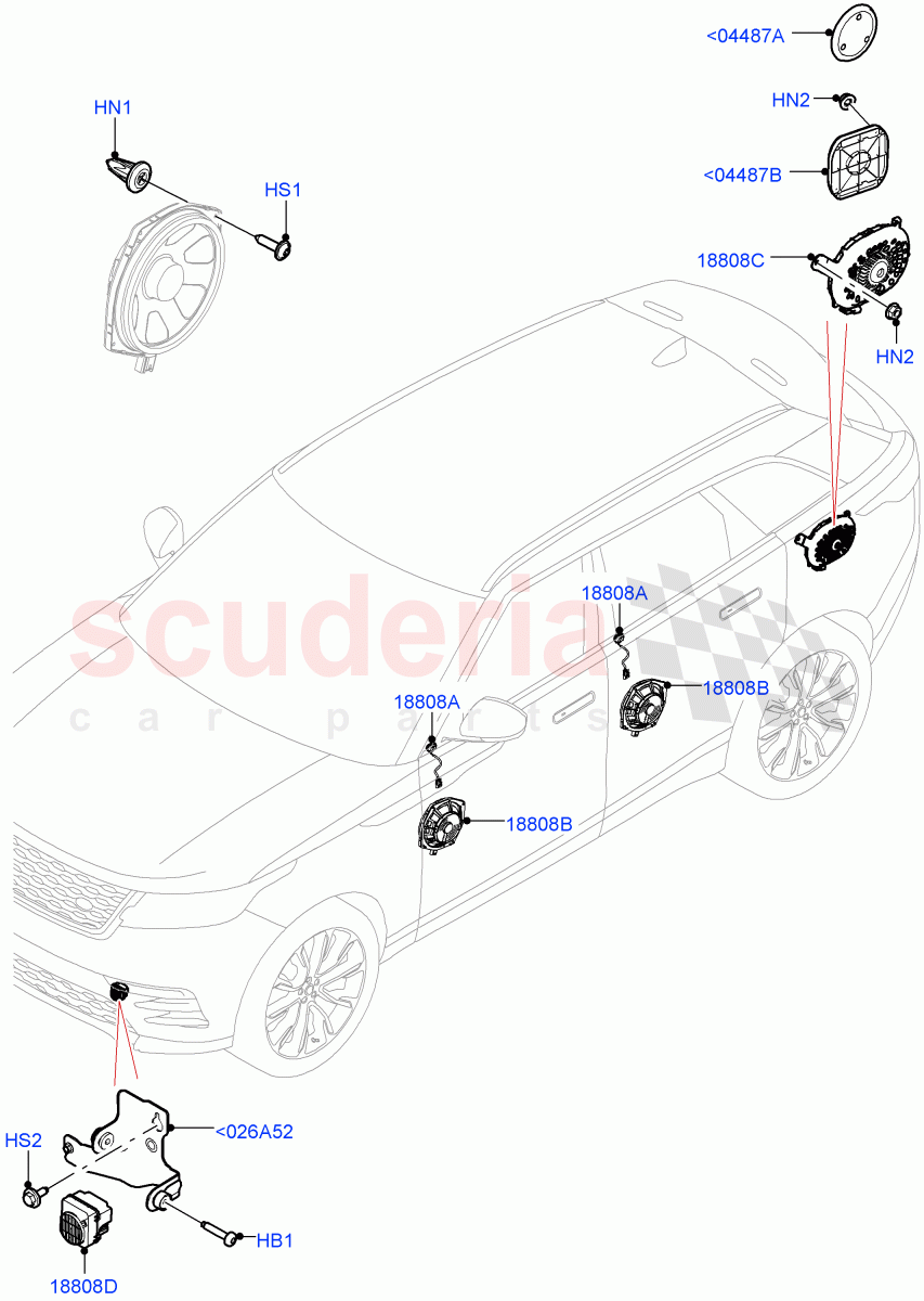 Speakers(Standard Audio (Base)) of Land Rover Land Rover Range Rover Velar (2017+) [5.0 OHC SGDI SC V8 Petrol]