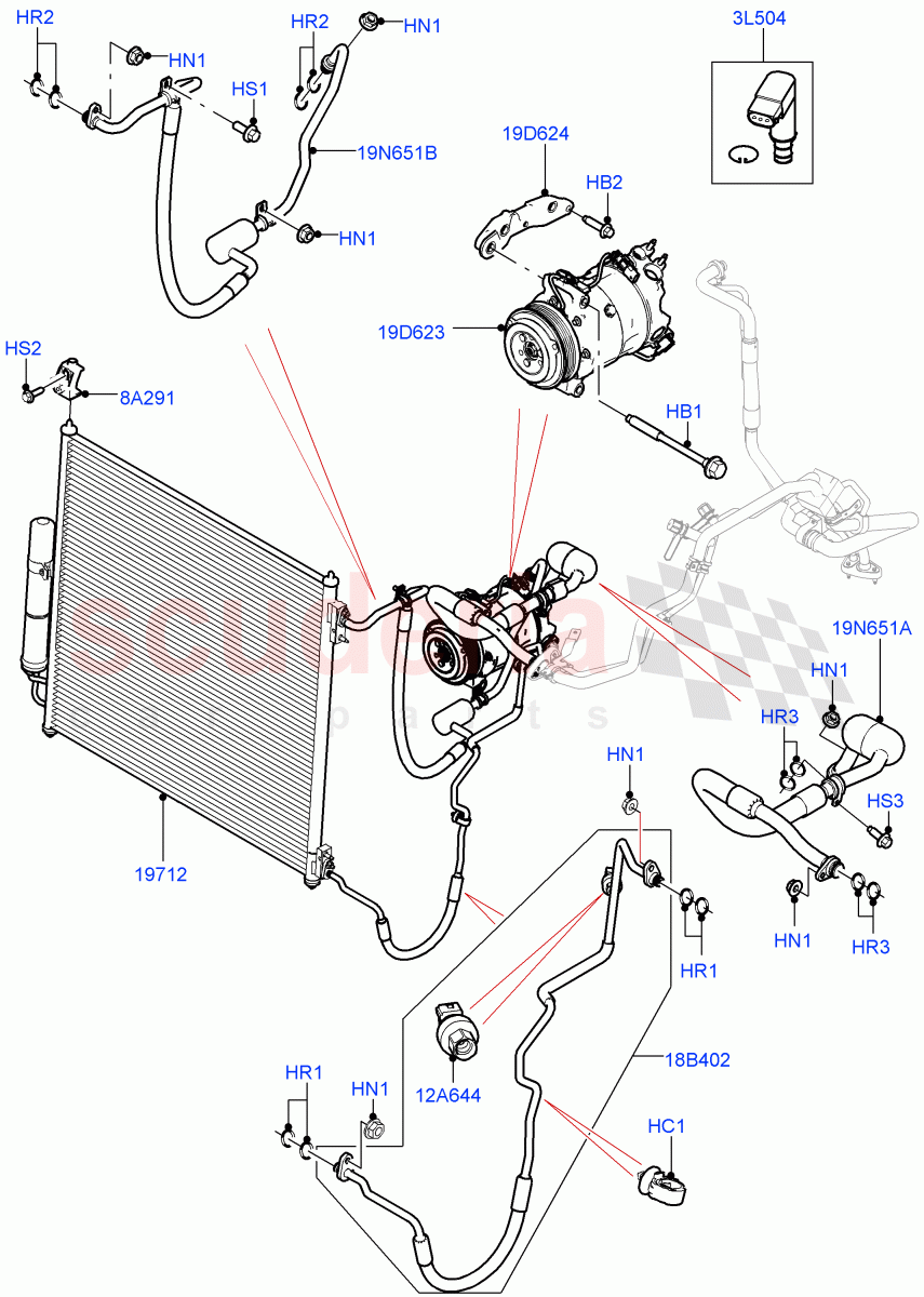 Air Conditioning Condensr/Compressr(Front)(3.0L 24V DOHC V6 TC Diesel,3.0L 24V V6 Turbo Diesel Std Flow) of Land Rover Land Rover Range Rover (2012-2021) [5.0 OHC SGDI SC V8 Petrol]