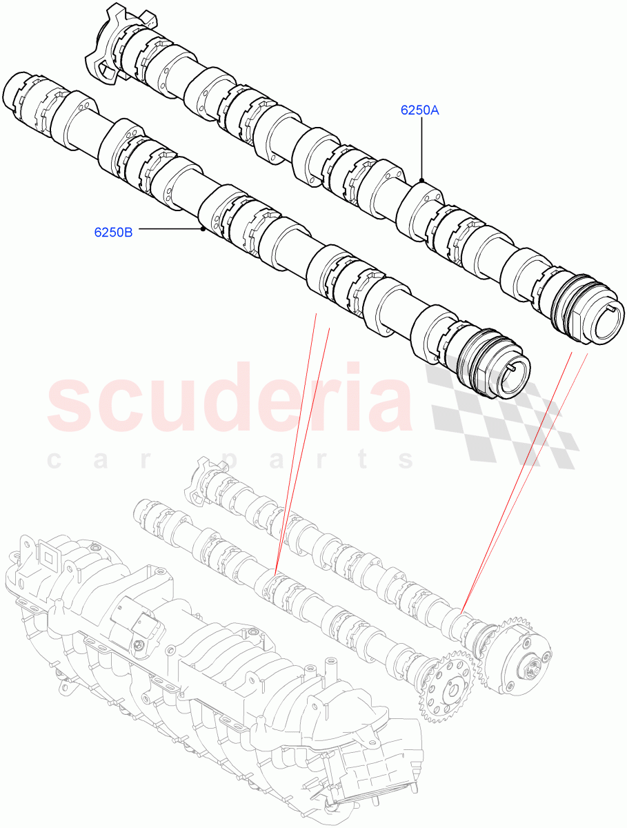 Camshaft (2.0L I4 DSL MID DOHC AJ200, Itatiaia (Brazil), 2.0L I4 DSL HIGH DOHC AJ200) ((V) FROMGT000001) of Land Rover Land Rover Range Rover Evoque (2012-2018) [2.0 Turbo Diesel]
