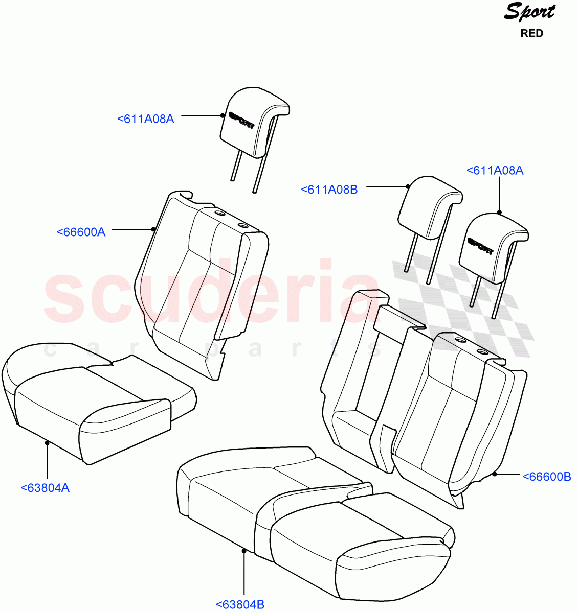 Rear Seat Covers(Red Sport LE)((V)FROMDA000001) of Land Rover Land Rover Range Rover Sport (2010-2013) [3.6 V8 32V DOHC EFI Diesel]