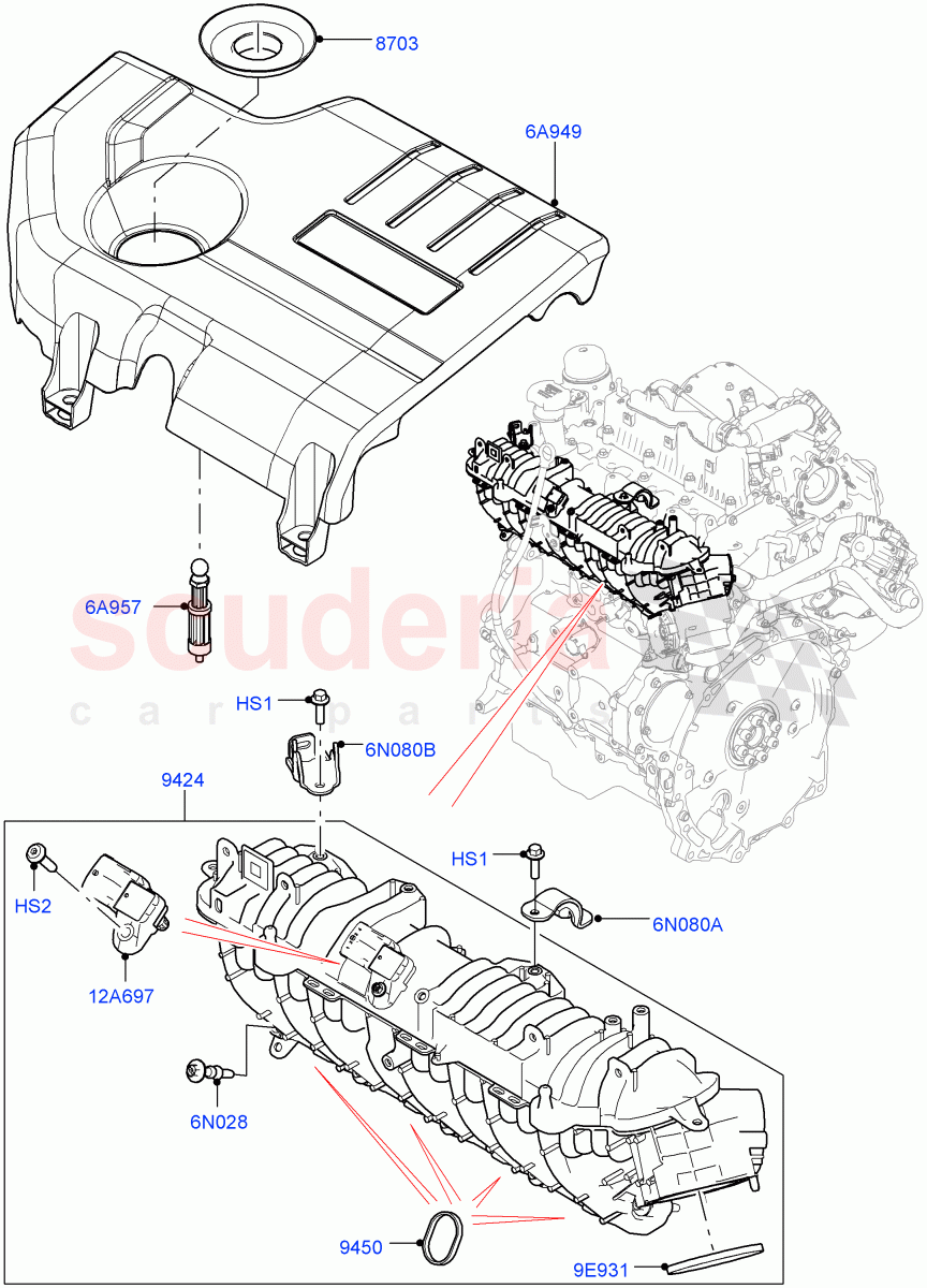 Inlet Manifold (2.0L AJ21D4 Diesel Mid, Halewood (UK)) ((V) FROMMH000001) of Land Rover Land Rover Range Rover Evoque (2019+) [2.0 Turbo Diesel AJ21D4]