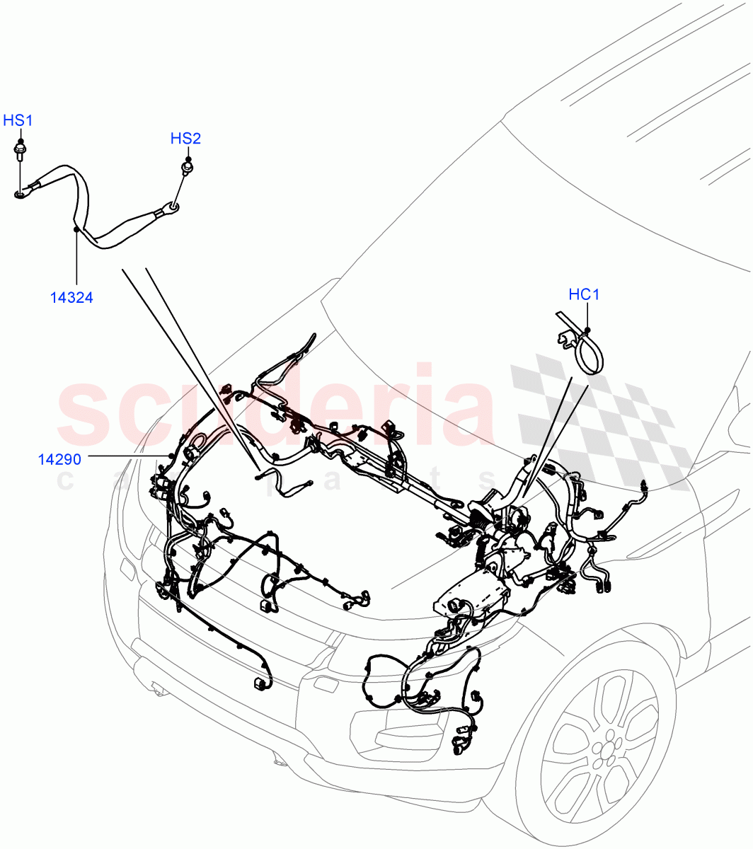 Electrical Wiring - Engine And Dash (Engine Compartment) (Itatiaia (Brazil)) ((V) FROMGT000001) of Land Rover Land Rover Range Rover Evoque (2012-2018) [2.0 Turbo Diesel]