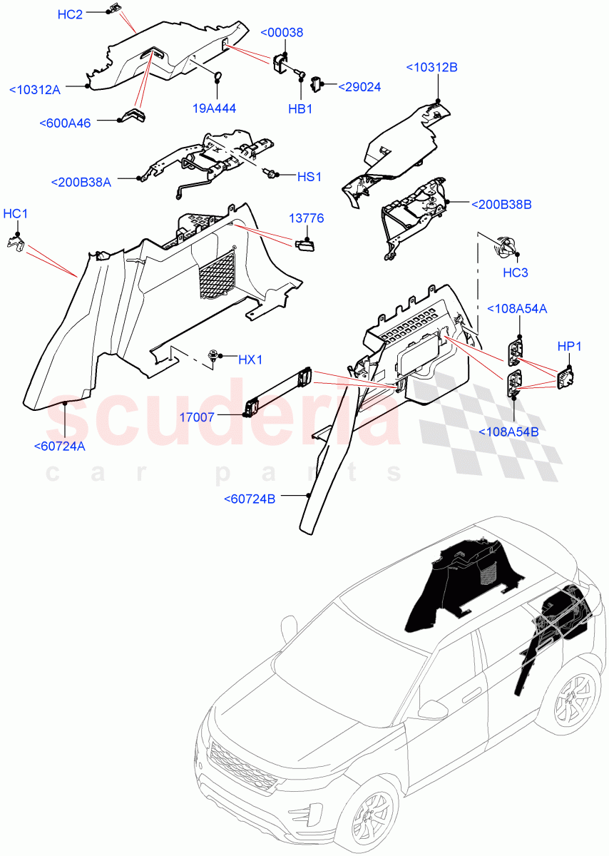 Side Trim(Luggage Compartment)(Halewood (UK)) of Land Rover Land Rover Range Rover Evoque (2019+) [2.0 Turbo Petrol AJ200P]