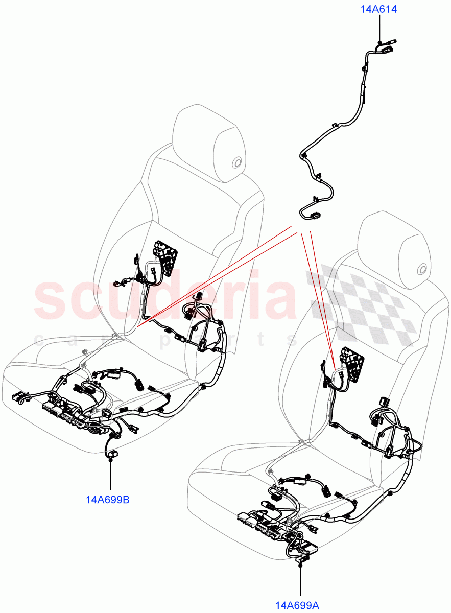 Wiring - Seats(Front Seats, Solihull Plant Build)((V)FROMKA000001) of Land Rover Land Rover Discovery 5 (2017+) [2.0 Turbo Petrol AJ200P]