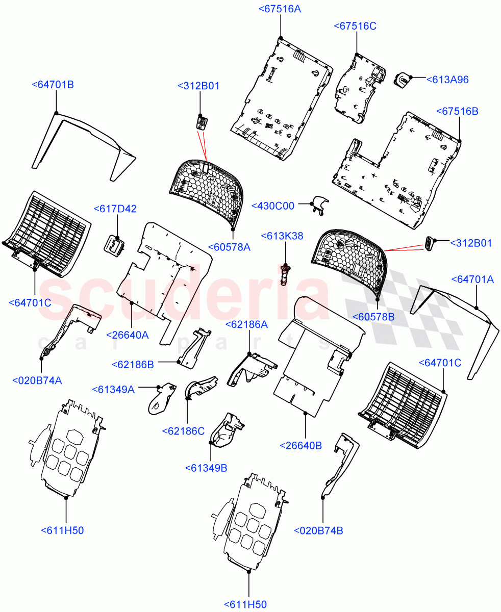 Rear Seat Back(2S AL Leather Diamond,40/20/40 Super Slouch Rear Seat)((V)FROMJA000001) of Land Rover Land Rover Range Rover (2012-2021) [2.0 Turbo Petrol AJ200P]