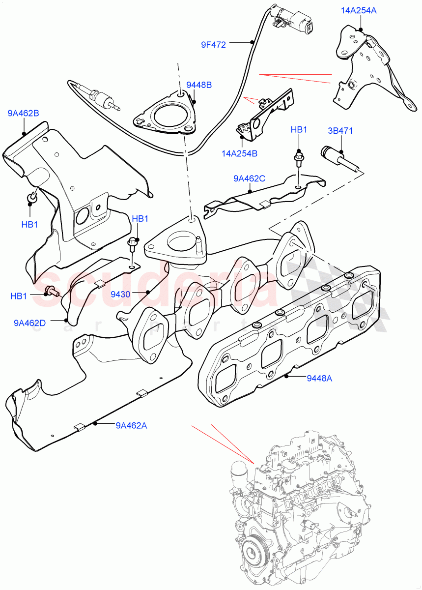 Exhaust Manifold(Solihull Plant Build)(2.0L I4 DSL MID DOHC AJ200)((V)FROMHA000001) of Land Rover Land Rover Discovery 5 (2017+) [2.0 Turbo Diesel]