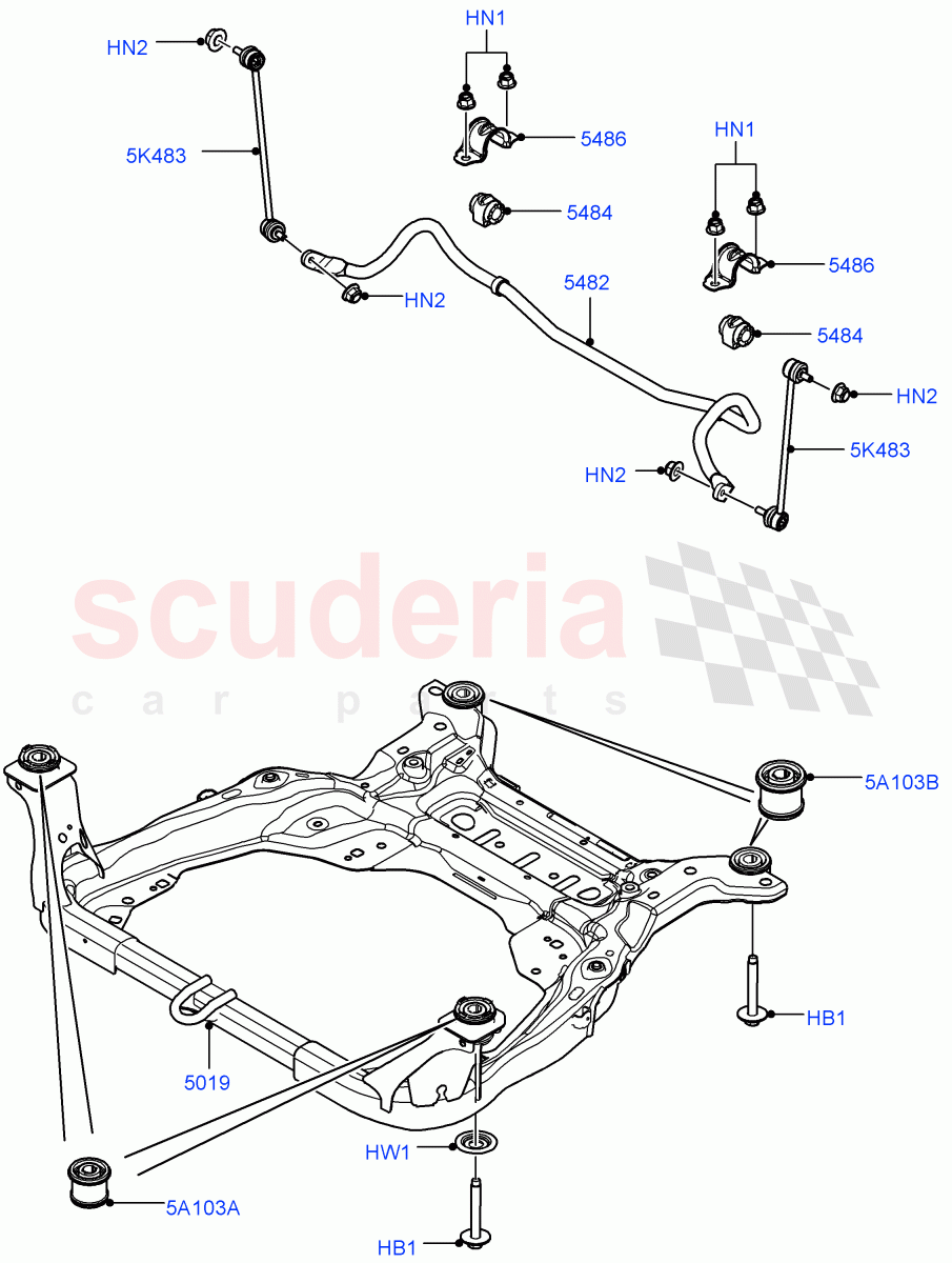 Front Cross Member & Stabilizer Bar(Changsu (China))((V)FROMFG000001,(V)TOKG446856) of Land Rover Land Rover Discovery Sport (2015+) [2.0 Turbo Diesel AJ21D4]