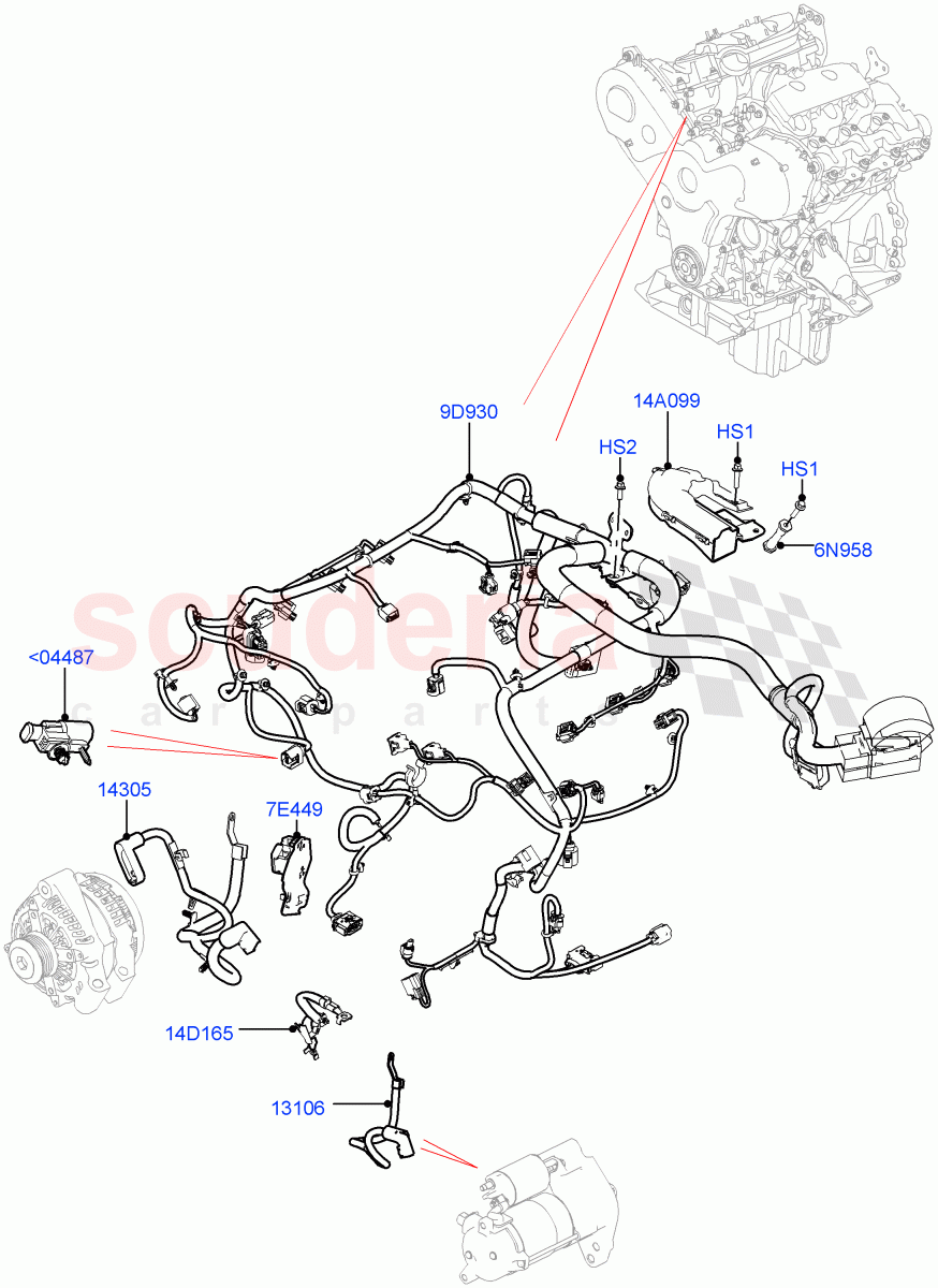 Electrical Wiring - Engine And Dash(3.0 V6 D Gen2 Twin Turbo)((V)FROMFA000001) of Land Rover Land Rover Range Rover Sport (2014+) [3.0 I6 Turbo Petrol AJ20P6]