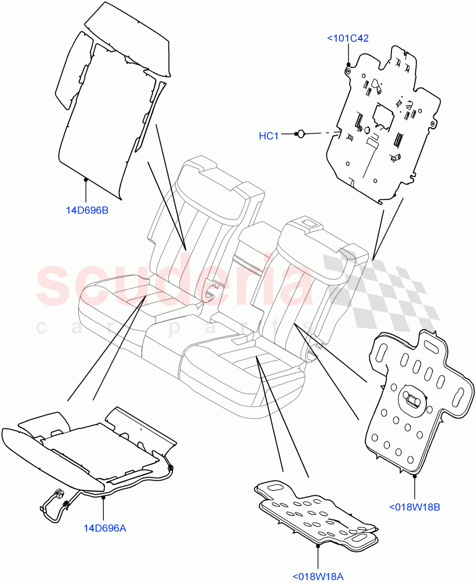 Rear Seat Pads/Valances & Heating(Heating)(With 60/40 Power Fold Thru Rr Seat,60/40 Load Through With Slide) of Land Rover Land Rover Range Rover (2022+) [3.0 I6 Turbo Petrol AJ20P6]