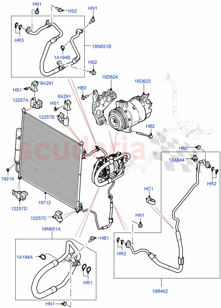 Air Conditioning Condensr/Compressr (Front) (3.0L AJ20D6 Diesel High, 3.0L AJ20P6 Petrol High) ((V) FROMM2000001) of Land Rover Land Rover Defender (2020+) [5.0 OHC SGDI SC V8 Petrol]