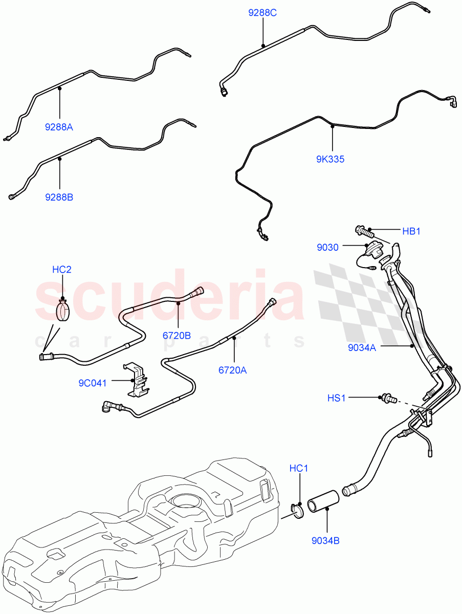 Fuel Tank & Related Parts(Page B, With 3 Vent Pipes, Vehicles With Original Fuel Tank)(Lion Diesel 2.7 V6 (140KW))((V)TO9A999999) of Land Rover Land Rover Range Rover Sport (2005-2009) [2.7 Diesel V6]