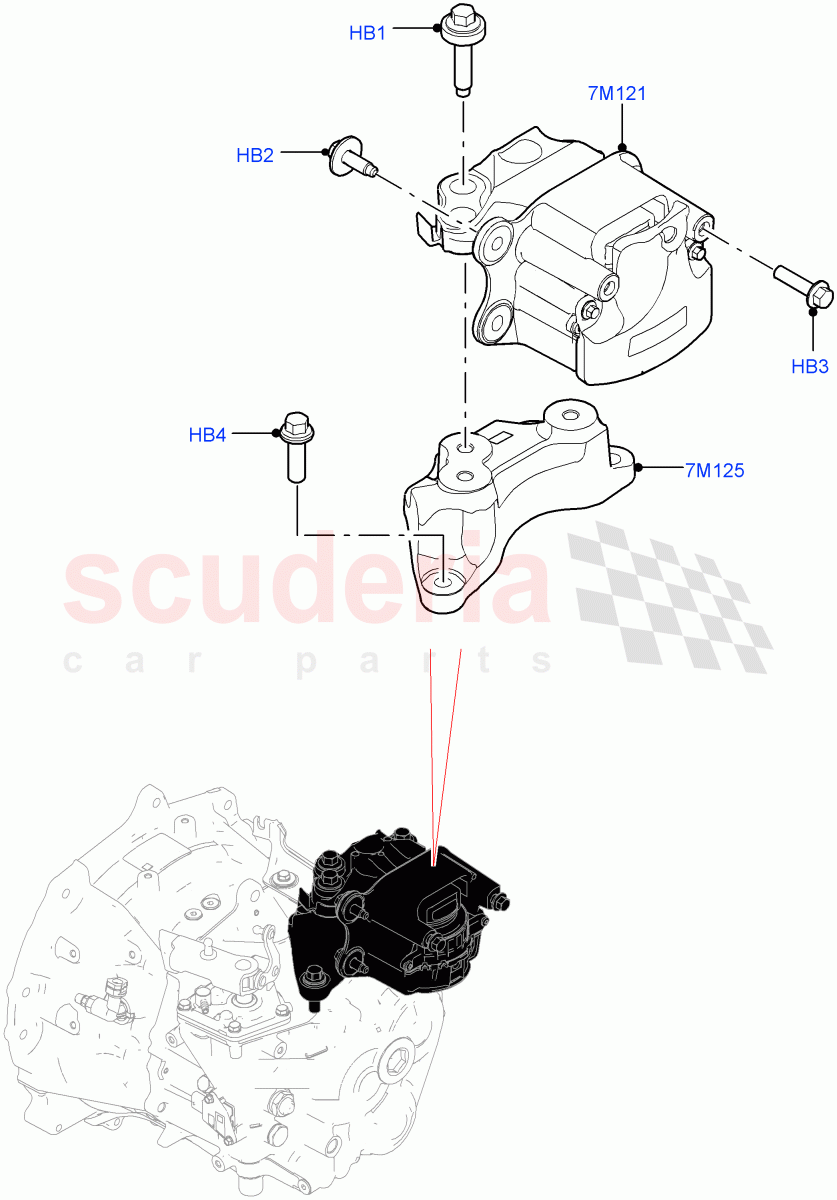 Transmission Mounting (2.0L AJ21D4 Diesel Mid, 6 Speed Manual Trans BG6, Itatiaia (Brazil)) of Land Rover Land Rover Range Rover Evoque (2019+) [1.5 I3 Turbo Petrol AJ20P3]