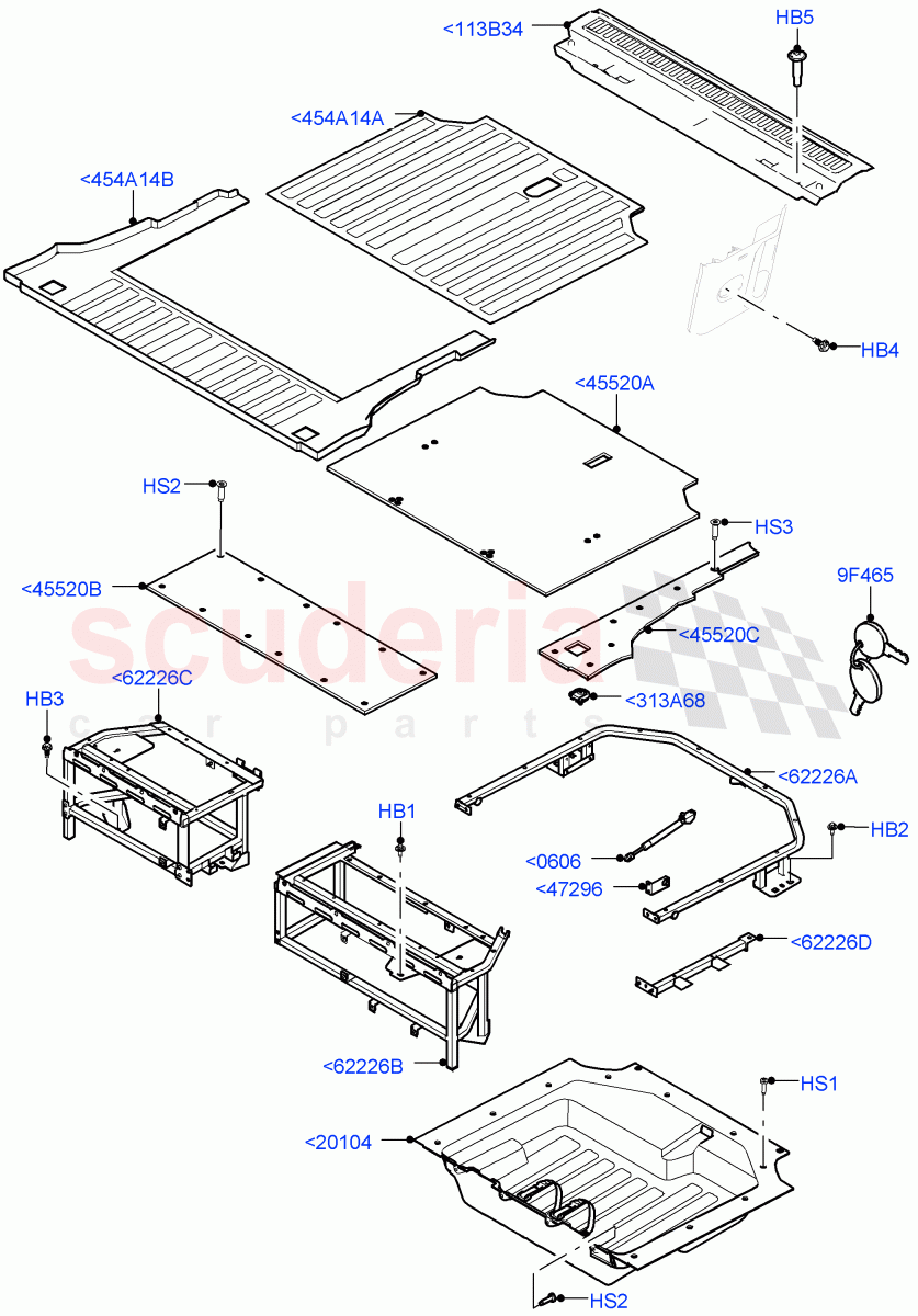 Load Compartment Trim(Commercial)(Short Wheelbase,Version - Commercial)((V)FROMM2000001) of Land Rover Land Rover Defender (2020+) [5.0 OHC SGDI SC V8 Petrol]