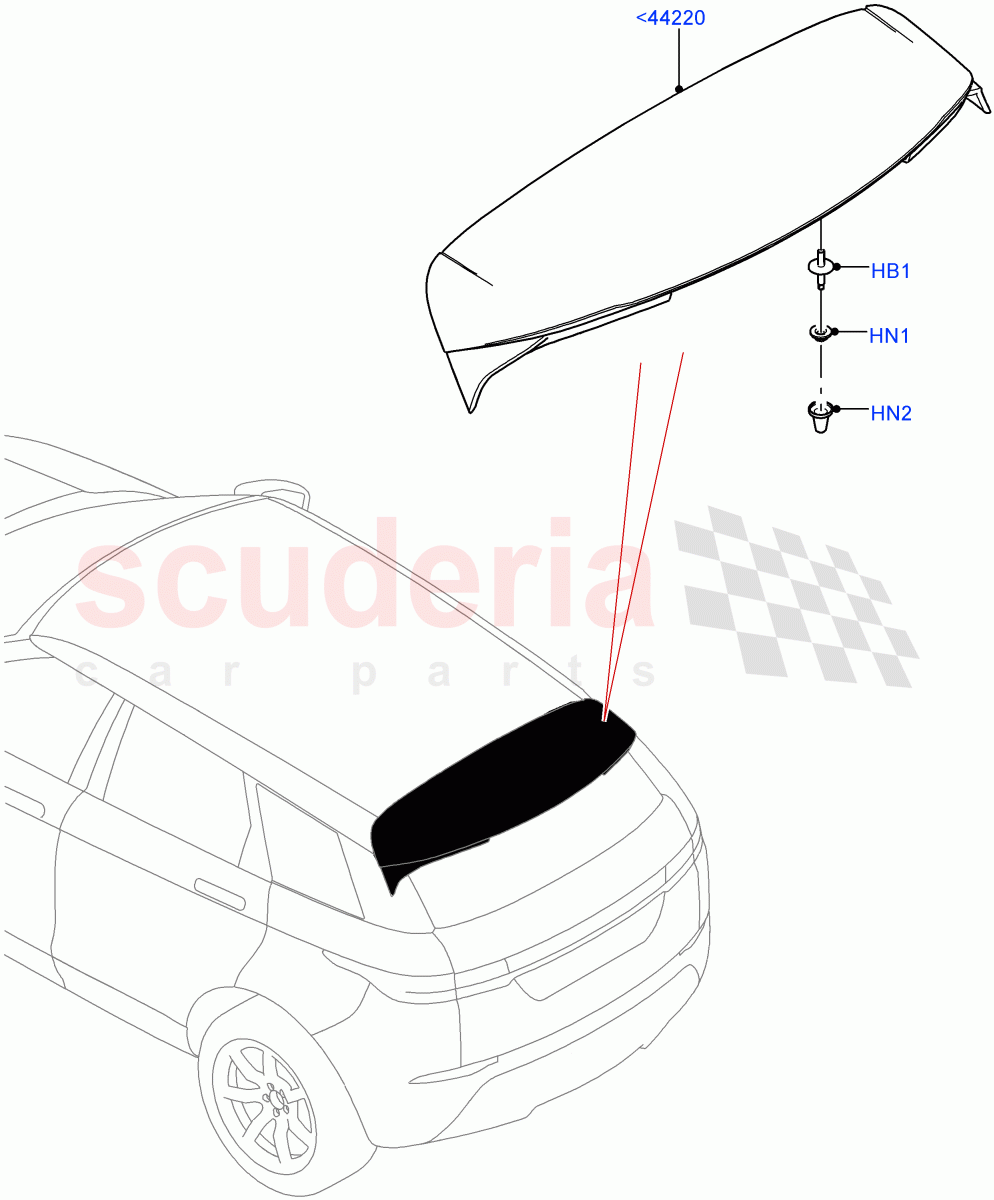 Spoiler And Related Parts (Changsu (China)) of Land Rover Land Rover Range Rover Evoque (2019+) [2.0 Turbo Diesel AJ21D4]