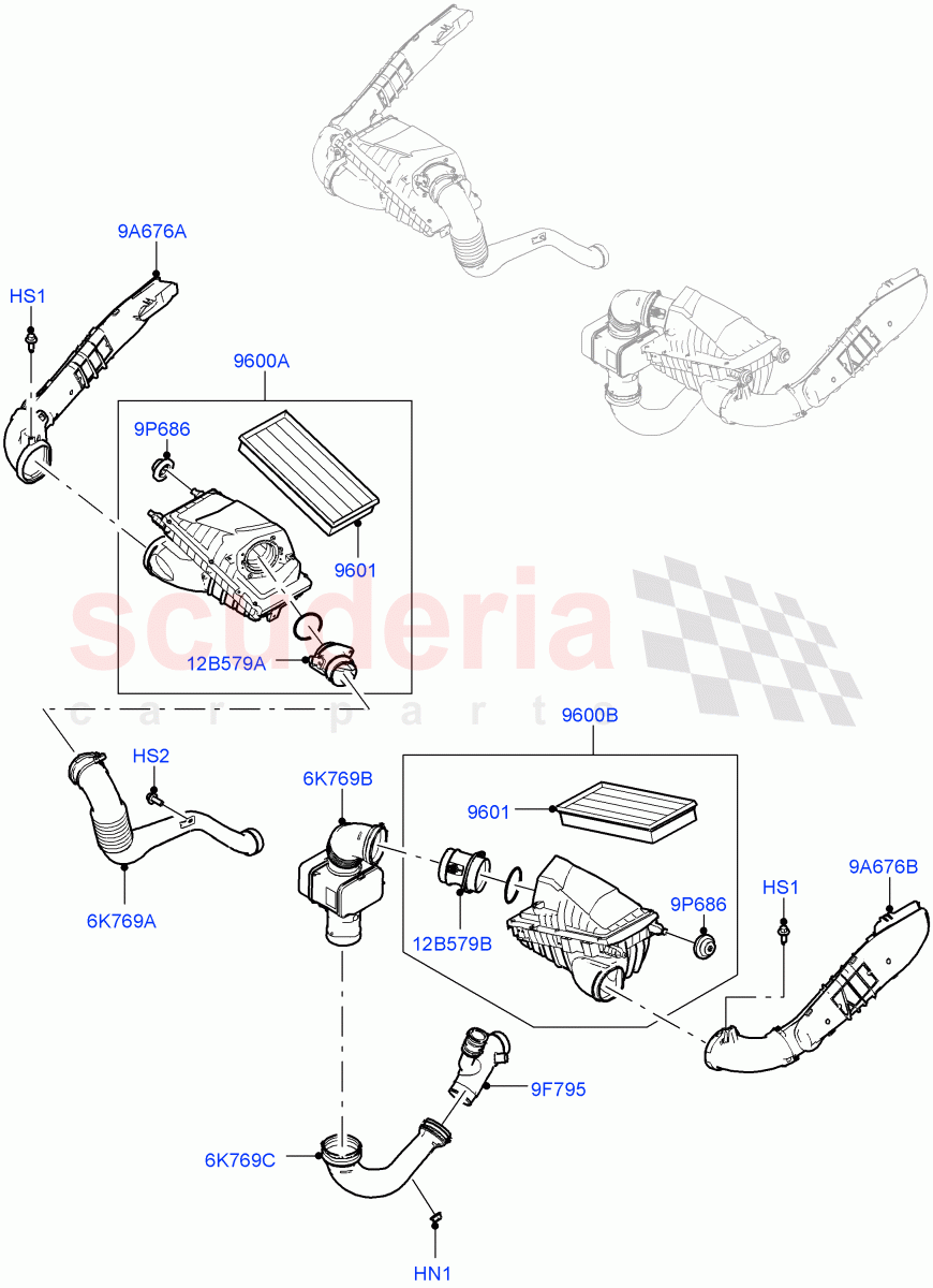 Air Cleaner (Solihull Plant Build) (3.0 V6 D Gen2 Twin Turbo) ((V) FROMKA000001) of Land Rover Land Rover Discovery 5 (2017+) [3.0 Diesel 24V DOHC TC]