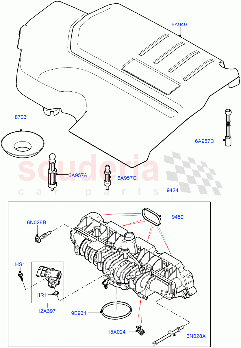 Inlet Manifold(2.0L AJ20P4 Petrol Mid PTA,Changsu (China)) of Land Rover Land Rover Discovery Sport (2015+) [2.0 Turbo Petrol AJ200P]