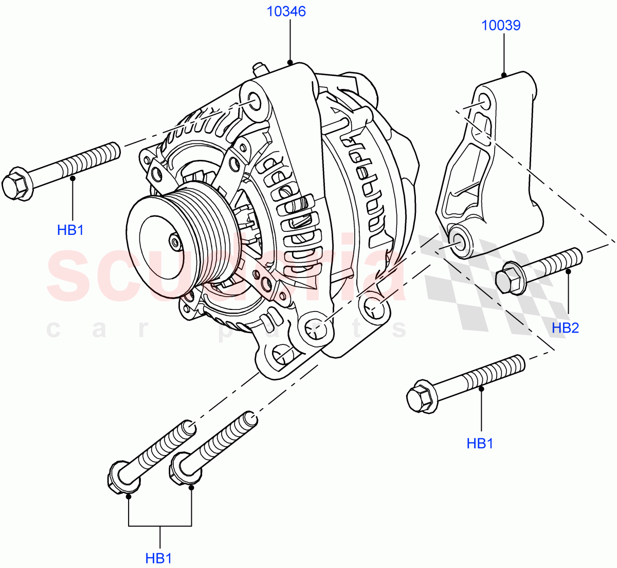 Alternator And Mountings(3.6L V8 32V DOHC EFi Diesel Lion)((V)FROMAA000001) of Land Rover Land Rover Range Rover (2010-2012) [5.0 OHC SGDI SC V8 Petrol]