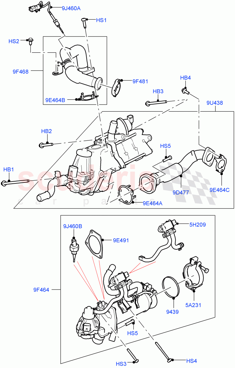 Exhaust Gas Recirculation (Solihull Plant Build) (3.0 V6 D Gen2 Mono Turbo) ((V) FROMFA000001) of Land Rover Land Rover Discovery 5 (2017+) [3.0 Diesel 24V DOHC TC]