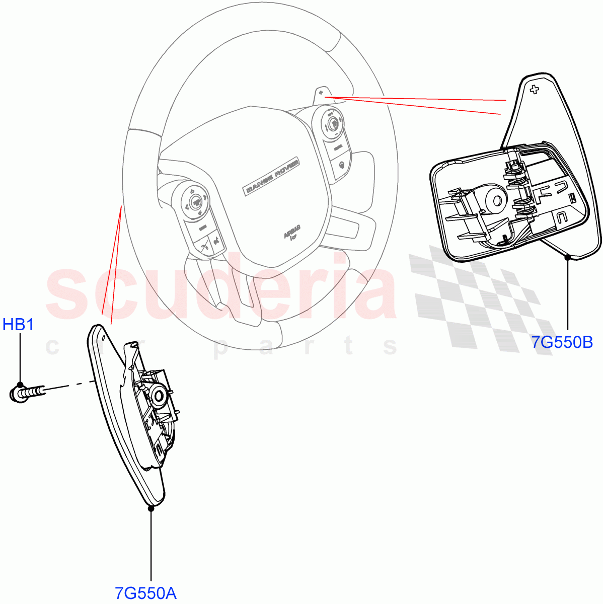 Gear Change-Automatic Transmission(Steering Wheel)(8 Speed Auto Trans ZF 8HP76,Paddle Shift,Paddle Shift - Noble,Paddle shift - Aluminium)((V)FROMKA000001) of Land Rover Land Rover Range Rover (2012-2021) [2.0 Turbo Petrol AJ200P]