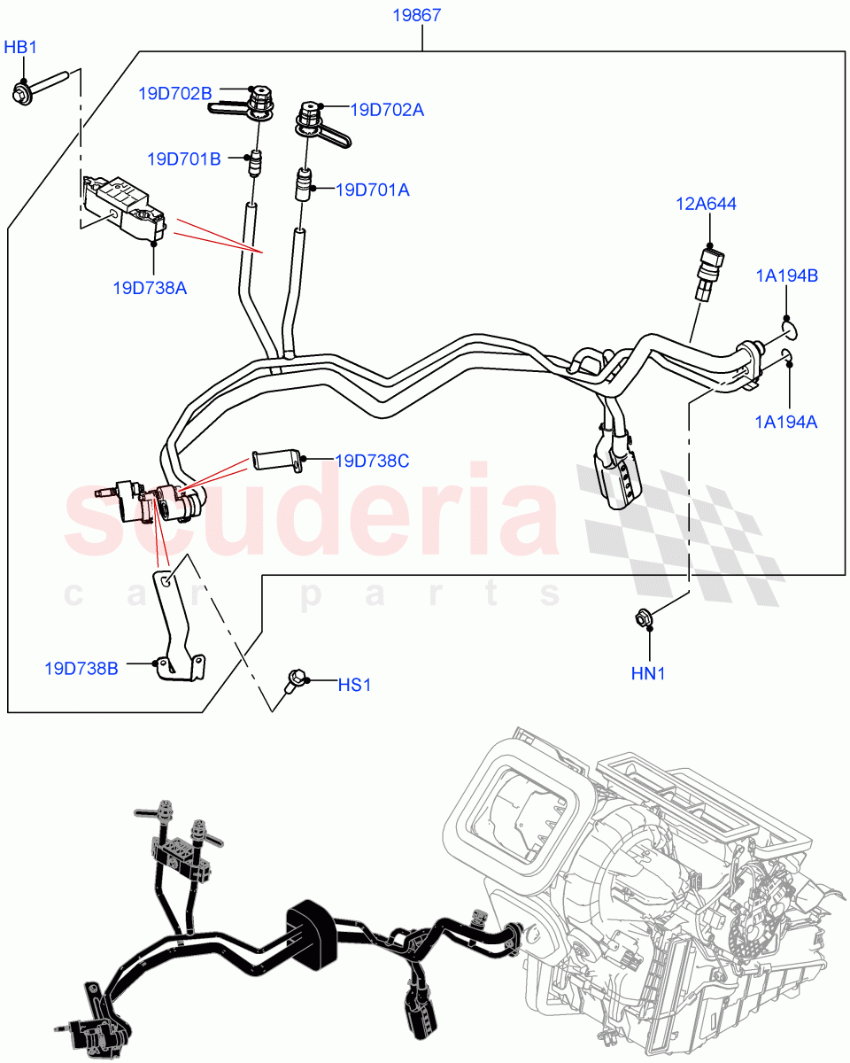 Air Conditioning System(Halewood (UK),Climate Control - Chiller Unit,A/C HF01234YF w/o Intrnl HT Exchng,Electric Engine Battery-MHEV,Less Electric Engine Battery)((V)FROMNH000001) of Land Rover Land Rover Discovery Sport (2015+) [2.0 Turbo Diesel AJ21D4]