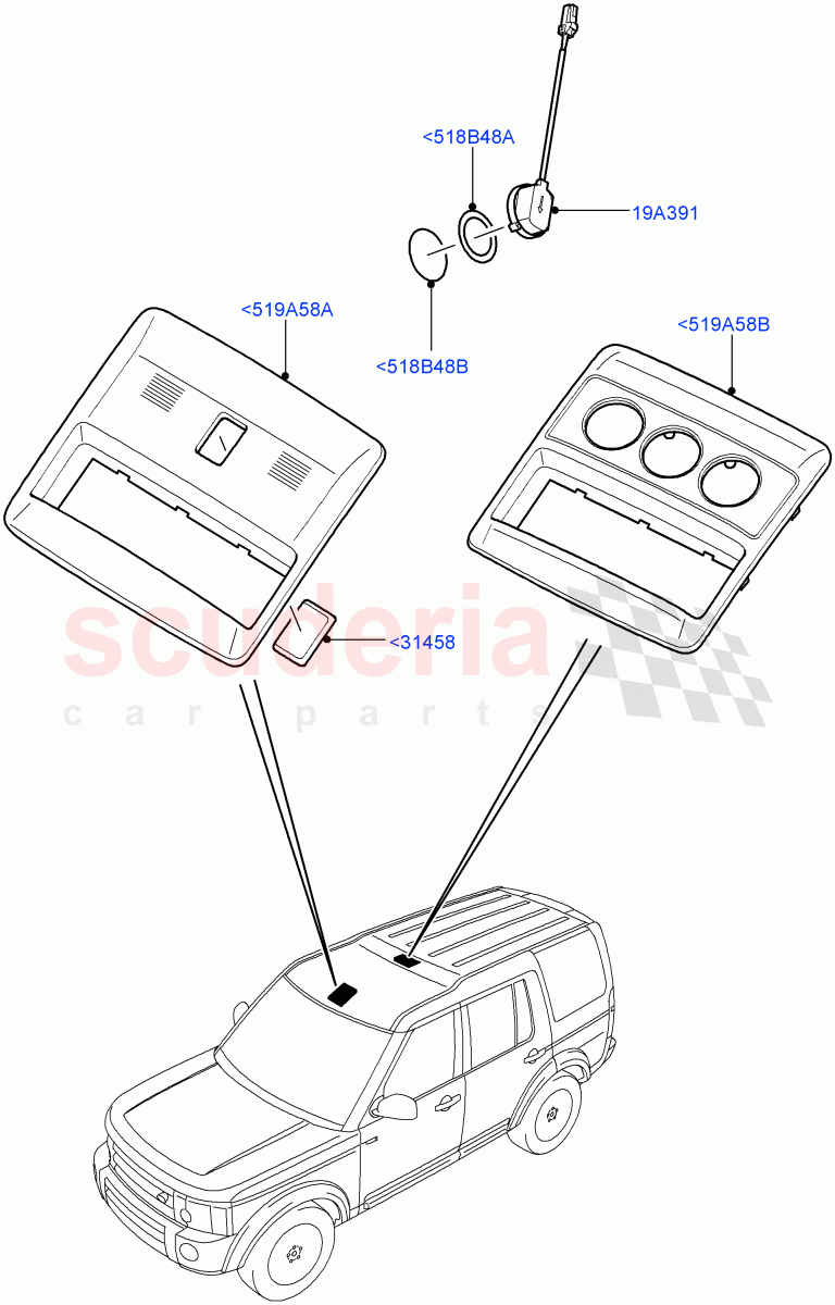 Console - Overhead((V)FROMAA000001) of Land Rover Land Rover Discovery 4 (2010-2016) [3.0 DOHC GDI SC V6 Petrol]