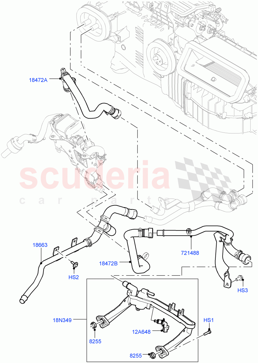 Heater Hoses(Front)(3.0L DOHC GDI SC V6 PETROL,Fuel Fired Heater With Park Heat,Fuel Heater W/Pk Heat With Remote)((V)FROMKA000001) of Land Rover Land Rover Range Rover (2012-2021) [5.0 OHC SGDI NA V8 Petrol]