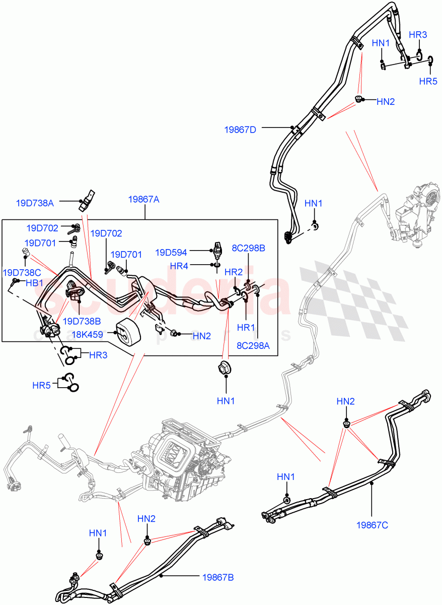 Air Conditioning System(Halewood (UK),Climate Control - Chiller Unit,Air Conditioning Refrigerant-R134A)((V)TOKH999999) of Land Rover Land Rover Discovery Sport (2015+) [2.2 Single Turbo Diesel]