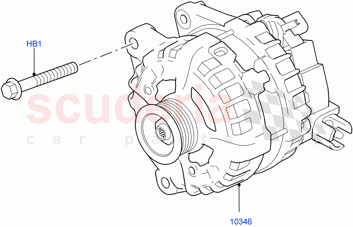 Alternator And Mountings (Nitra Plant Build) (2.0L I4 High DOHC AJ200 Petrol, 2.0L I4 DSL MID DOHC AJ200, 2.0L I4 DSL HIGH DOHC AJ200, 3.0L AJ20D6 Diesel High) ((V) FROMK2000001) of Land Rover Land Rover Discovery 5 (2017+) [3.0 I6 Turbo Diesel AJ20D6]
