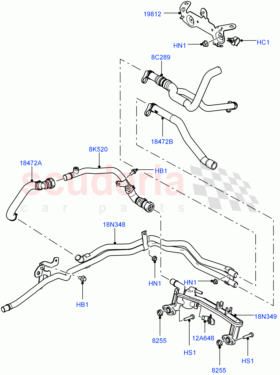 Heater Hoses (Front) (5.0L OHC SGDI SC V8 Petrol - AJ133, Premium Air Conditioning-Front/Rear, Less Park Heating, 5.0L OHC SGDI NA V8 Petrol - AJ133) ((V) FROMAA000001) of Land Rover Land Rover Range Rover (2010-2012) [5.0 OHC SGDI SC V8 Petrol]