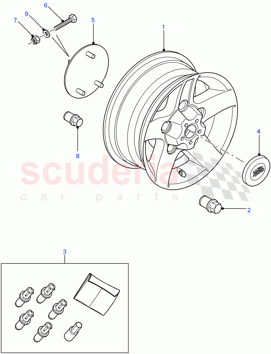 Wheels And Spare Wheel Carrier of Land Rover Land Rover Defender (2007-2016)