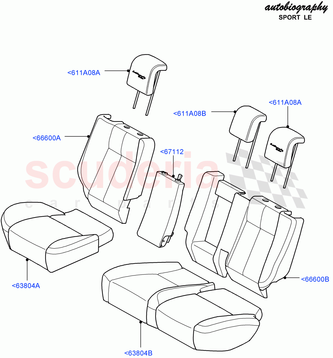 Rear Seat Covers(Autobiography Sport LE)(Windsor (M-L))((V)FROMCA000001) of Land Rover Land Rover Range Rover Sport (2010-2013) [5.0 OHC SGDI NA V8 Petrol]