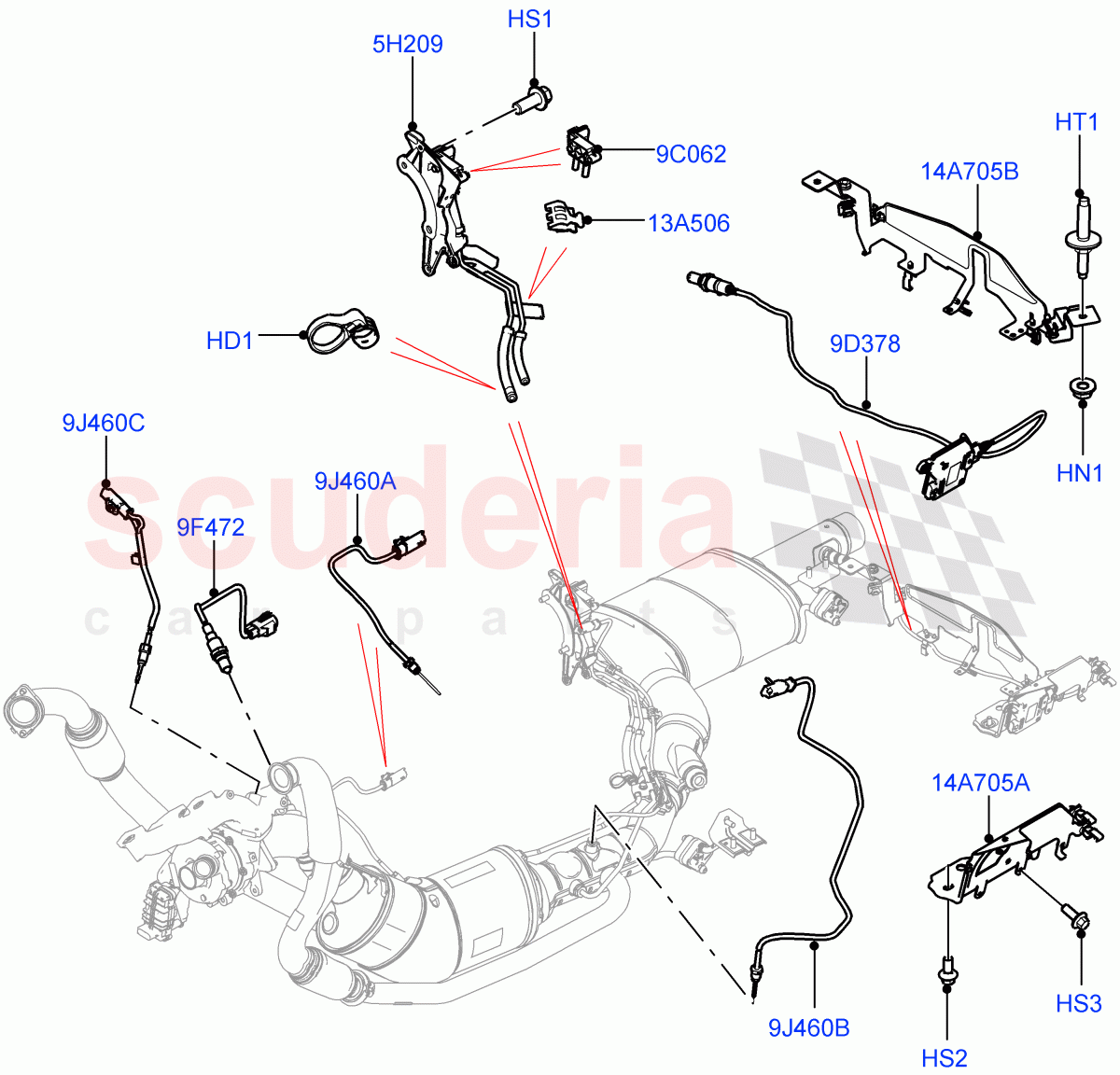 Exhaust Sensors And Modules (3.0 V6 D Gen2 Twin Turbo, EU6 + DPF Emissions) ((V) FROMFA000001) of Land Rover Land Rover Range Rover (2012-2021) [3.0 Diesel 24V DOHC TC]