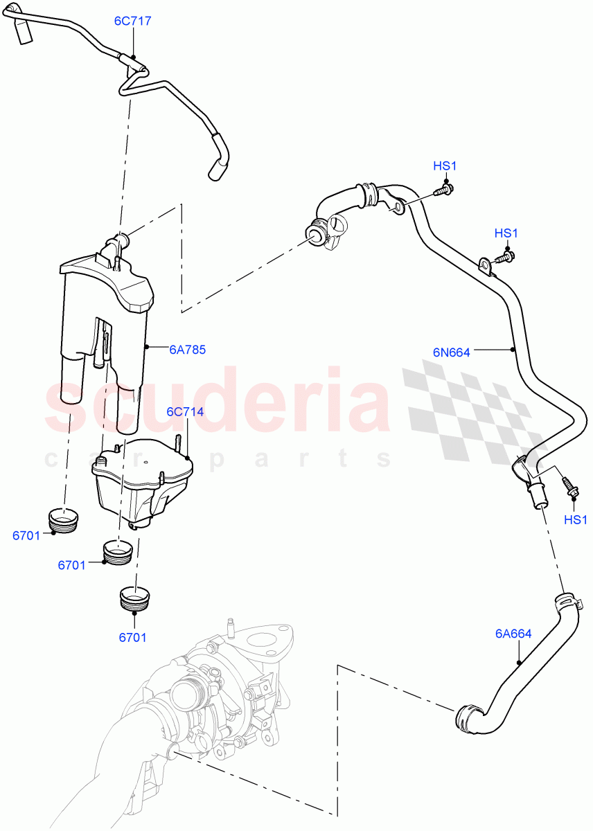 Emission Control - Crankcase(Engine Ventilation)(3.0L 24V DOHC V6 TC Diesel,3.0 V6 Diesel Electric Hybrid Eng,3.0L 24V V6 Turbo Diesel Std Flow) of Land Rover Land Rover Range Rover (2012-2021) [3.0 Diesel 24V DOHC TC]