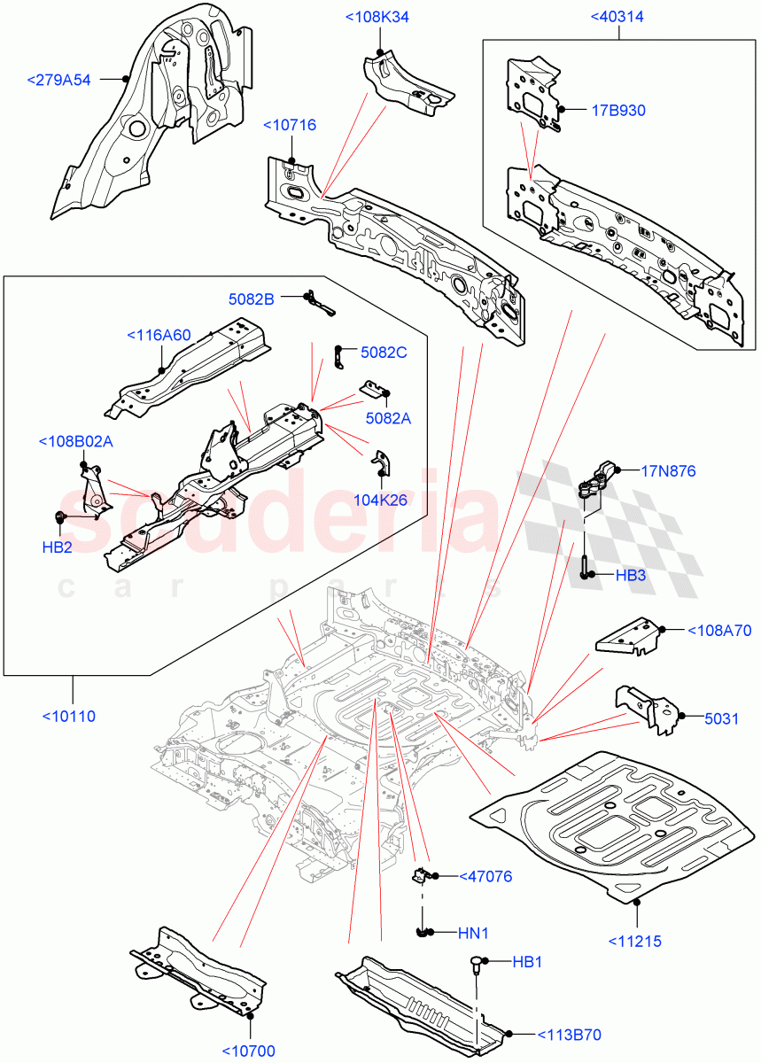 Floor Pan - Centre And Rear (Standard Wheelbase) (Changsu (China)) of Land Rover Land Rover Range Rover Evoque (2019+) [1.5 I3 Turbo Petrol AJ20P3]