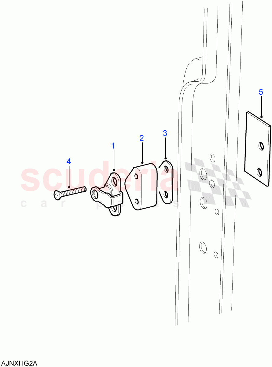 Rear Side Door Latch Striker ((V) FROM7A000001) of Land Rover Land Rover Defender (2007-2016)