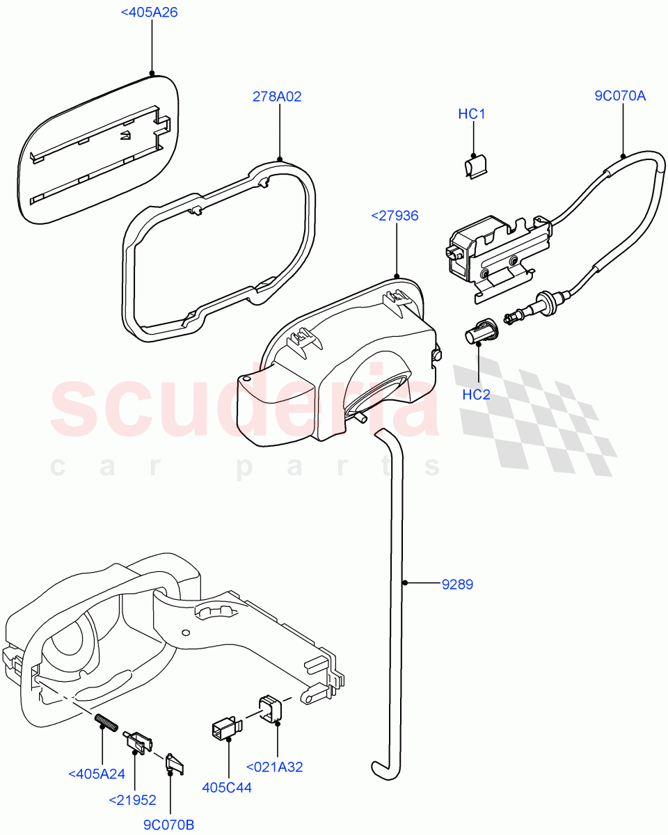 Fuel Tank Filler Door And Controls((V)TO9A999999) of Land Rover Land Rover Range Rover Sport (2005-2009) [3.6 V8 32V DOHC EFI Diesel]