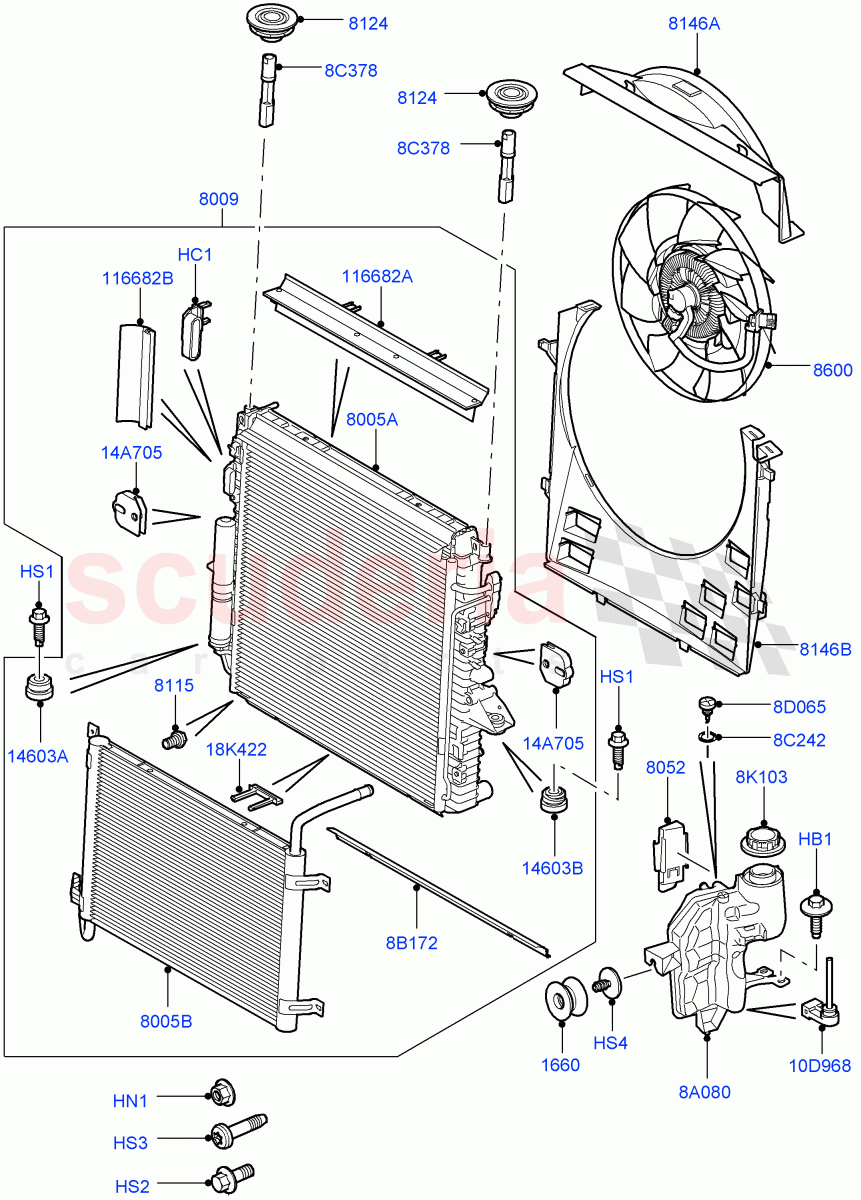 Radiator/Coolant Overflow Container(AJ Petrol 4.2 V8 Supercharged) of Land Rover Land Rover Range Rover Sport (2005-2009) [4.2 Petrol V8 Supercharged]