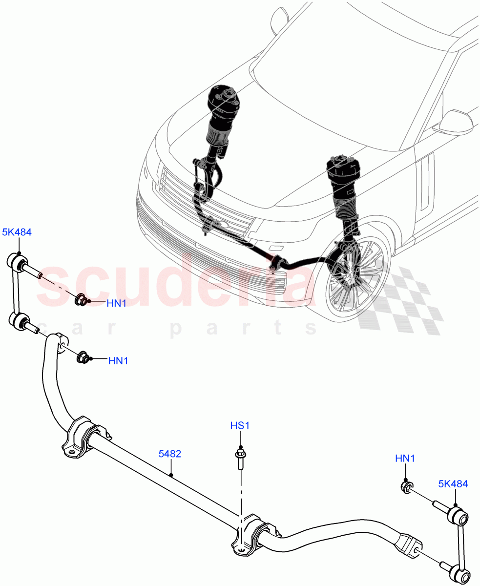 Front Cross Member & Stabilizer Bar (Conventional Stabilizer Bar) (With Four Corner Air Suspension) of Land Rover Land Rover Range Rover (2022+) [4.4 V8 Turbo Petrol NC10]