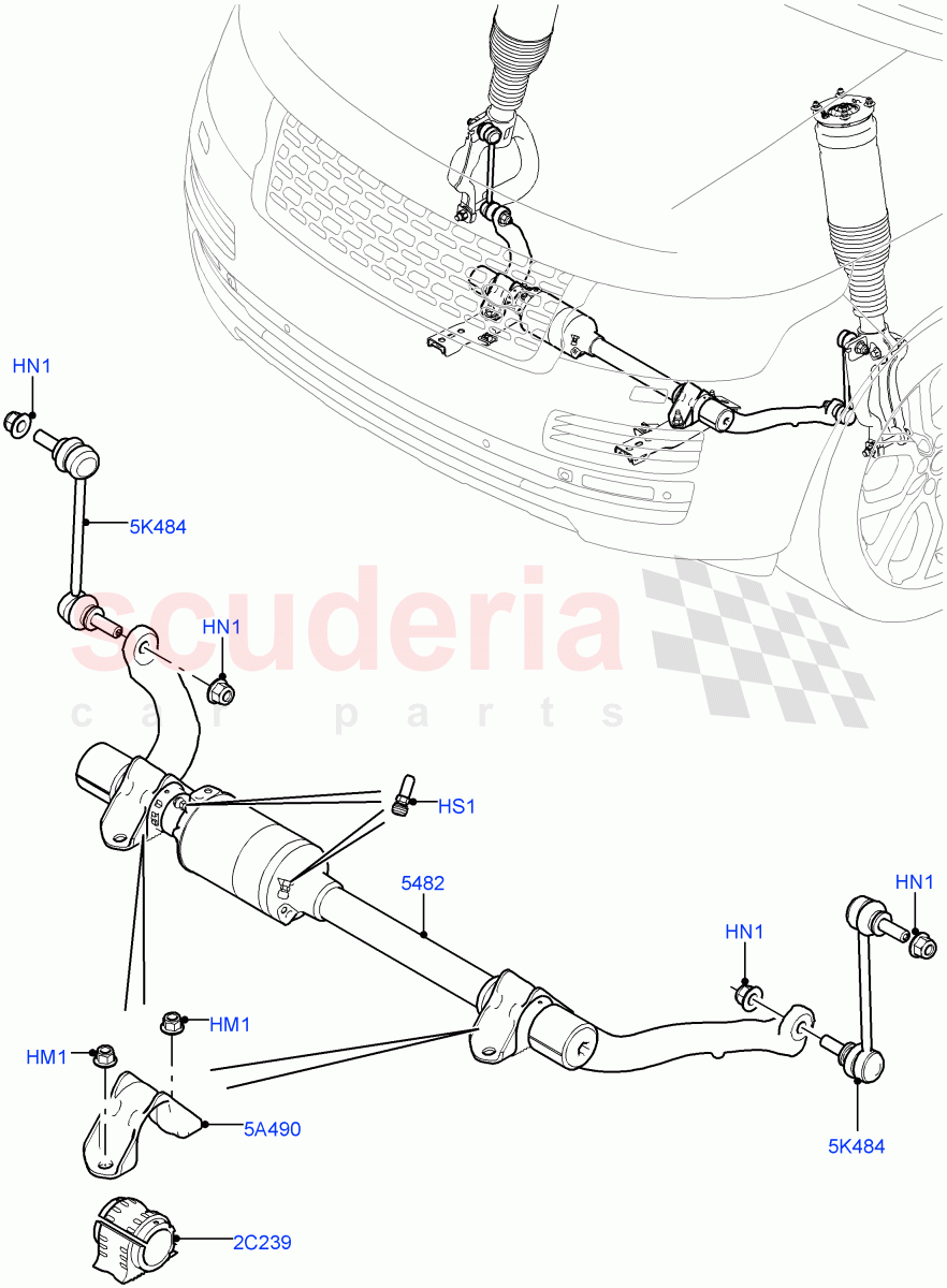 Front Cross Member & Stabilizer Bar(Active Stabilizer Bar)(5.0 Petrol AJ133 DOHC CDA,With ACE Suspension,4.4L DOHC DITC V8 Diesel,5.0L OHC SGDI SC V8 Petrol - AJ133)((V)TOJA999999) of Land Rover Land Rover Range Rover (2012-2021) [3.0 I6 Turbo Diesel AJ20D6]