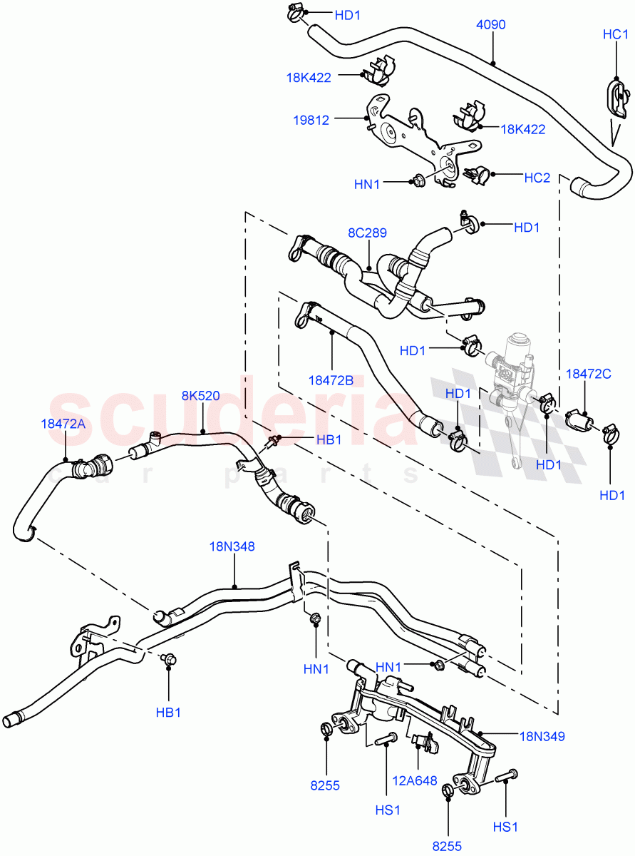 Heater Hoses(Front)(5.0L OHC SGDI NA V8 Petrol - AJ133,Premium Air Conditioning-Front/Rear,Park Heating With Remote Control,5.0L OHC SGDI SC V8 Petrol - AJ133)((V)FROMAA000001) of Land Rover Land Rover Range Rover (2010-2012) [5.0 OHC SGDI NA V8 Petrol]