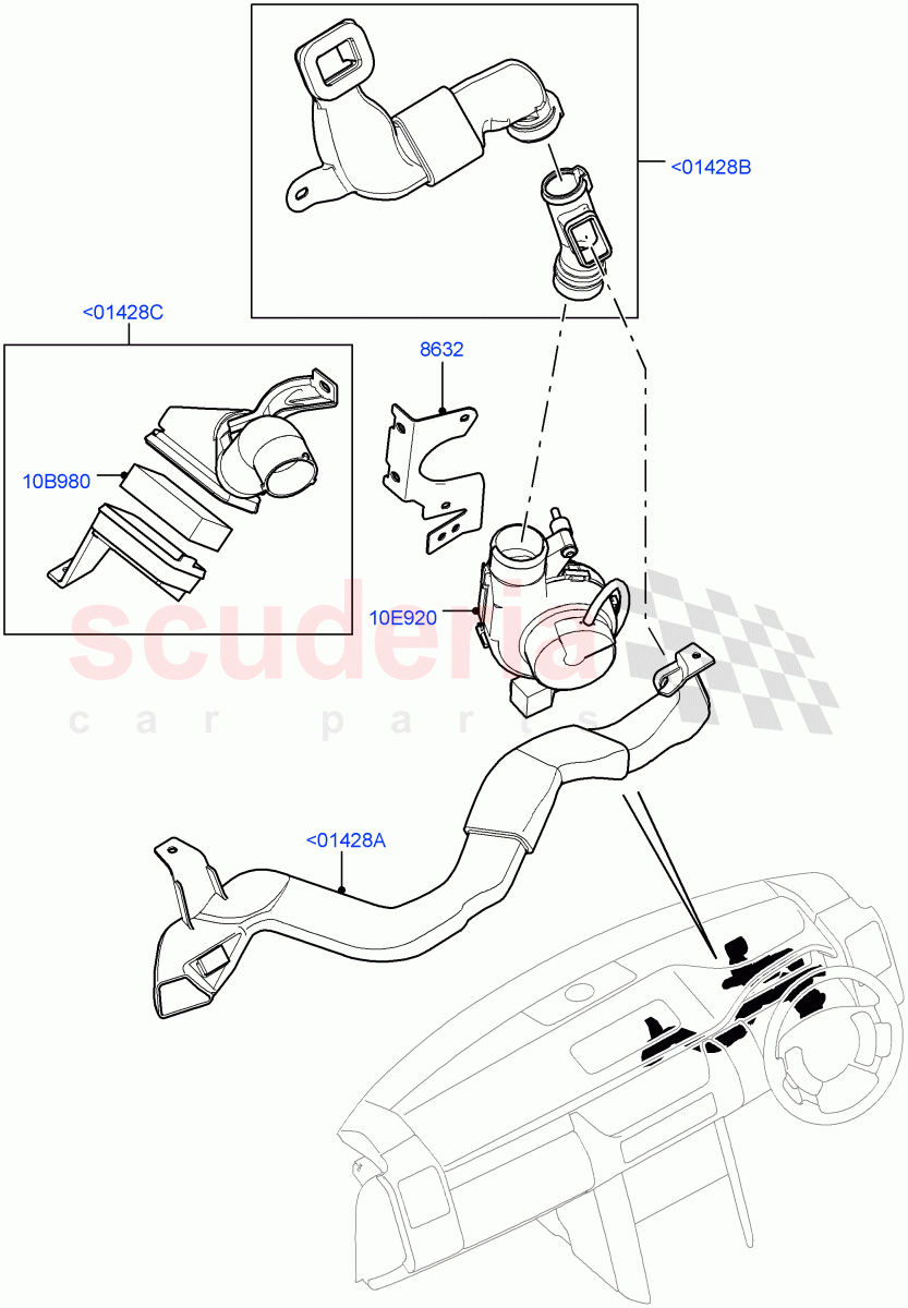 Air Vents, Louvres And Ducts(Instrument Cluster And Front Screen Cooling System)((V)FROMAA000001) of Land Rover Land Rover Range Rover (2010-2012) [4.4 DOHC Diesel V8 DITC]
