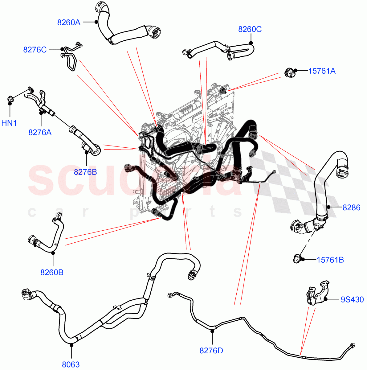 Cooling System Pipes And Hoses(Nitra Plant Build)(2.0L I4 High DOHC AJ200 Petrol,Less Engine Cooling System)((V)TOL2999999) of Land Rover Land Rover Defender (2020+) [2.0 Turbo Petrol AJ200P]