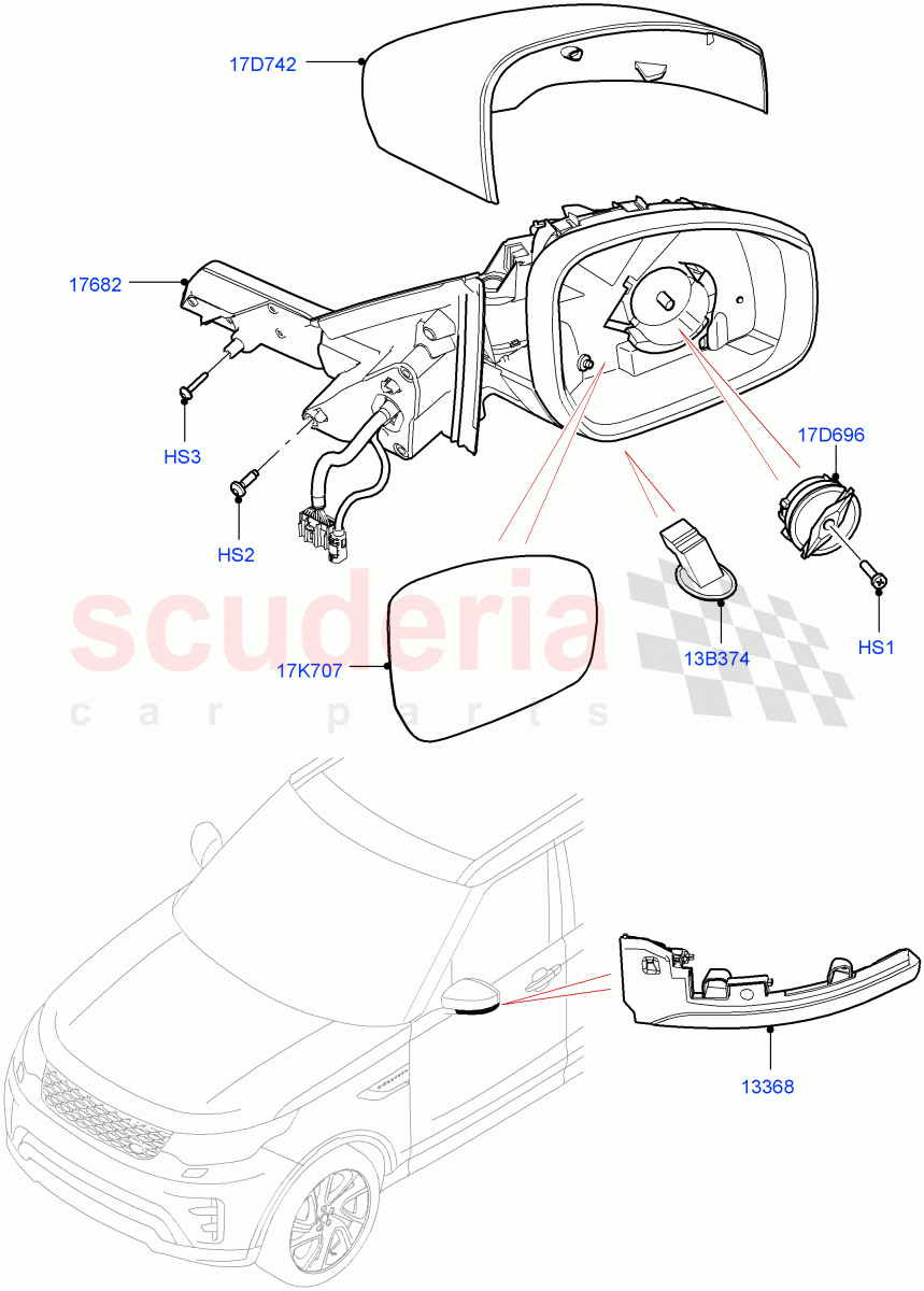 Exterior Rear View Mirror(Solihull Plant Build)((V)FROMHA000001) of Land Rover Land Rover Discovery 5 (2017+) [3.0 I6 Turbo Petrol AJ20P6]