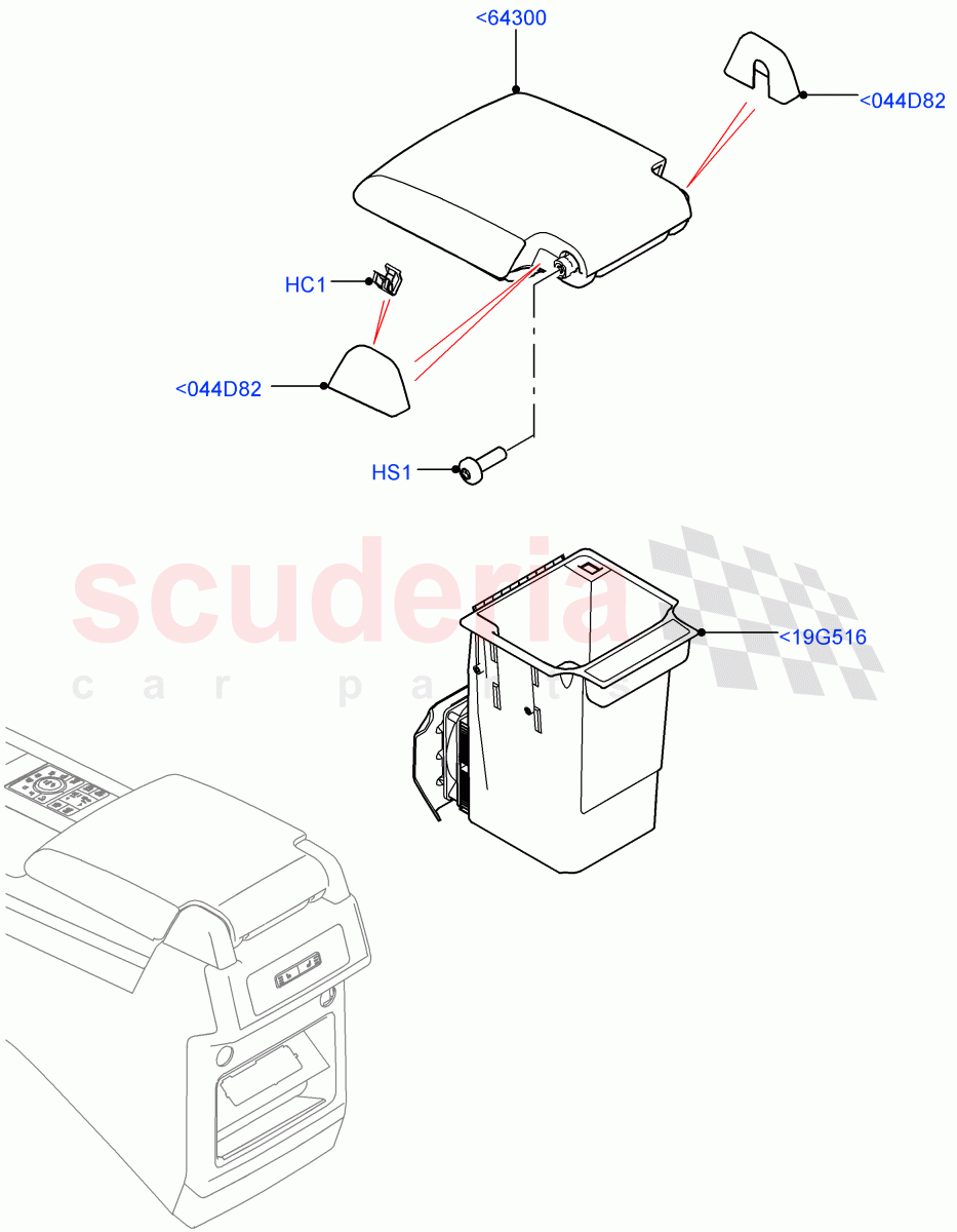 Console - Floor (For Stowage Boxes And Lids, Solihull Plant Build) ((V) FROMHA000001) of Land Rover Land Rover Discovery 5 (2017+) [3.0 Diesel 24V DOHC TC]