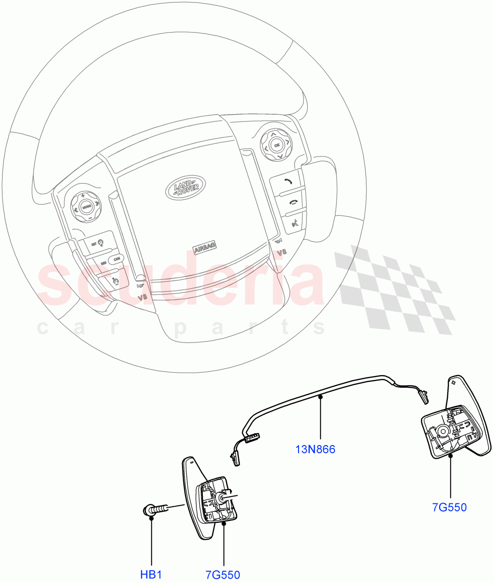 Gear Change-Automatic Transmission(Steering Wheel)(3.0 V6 Diesel,8 Speed Auto Trans ZF 8HP70 4WD,3.0L DOHC GDI SC V6 PETROL,3.0 V6 D Gen2 Twin Turbo)((V)FROMCA000001) of Land Rover Land Rover Range Rover Sport (2010-2013) [3.0 Diesel 24V DOHC TC]