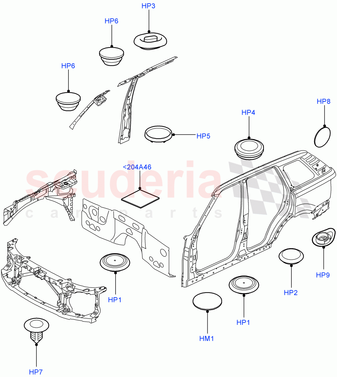 Plugs - Body (Front) ((V) FROMAA000001) of Land Rover Land Rover Range Rover Sport (2010-2013) [3.0 Diesel 24V DOHC TC]