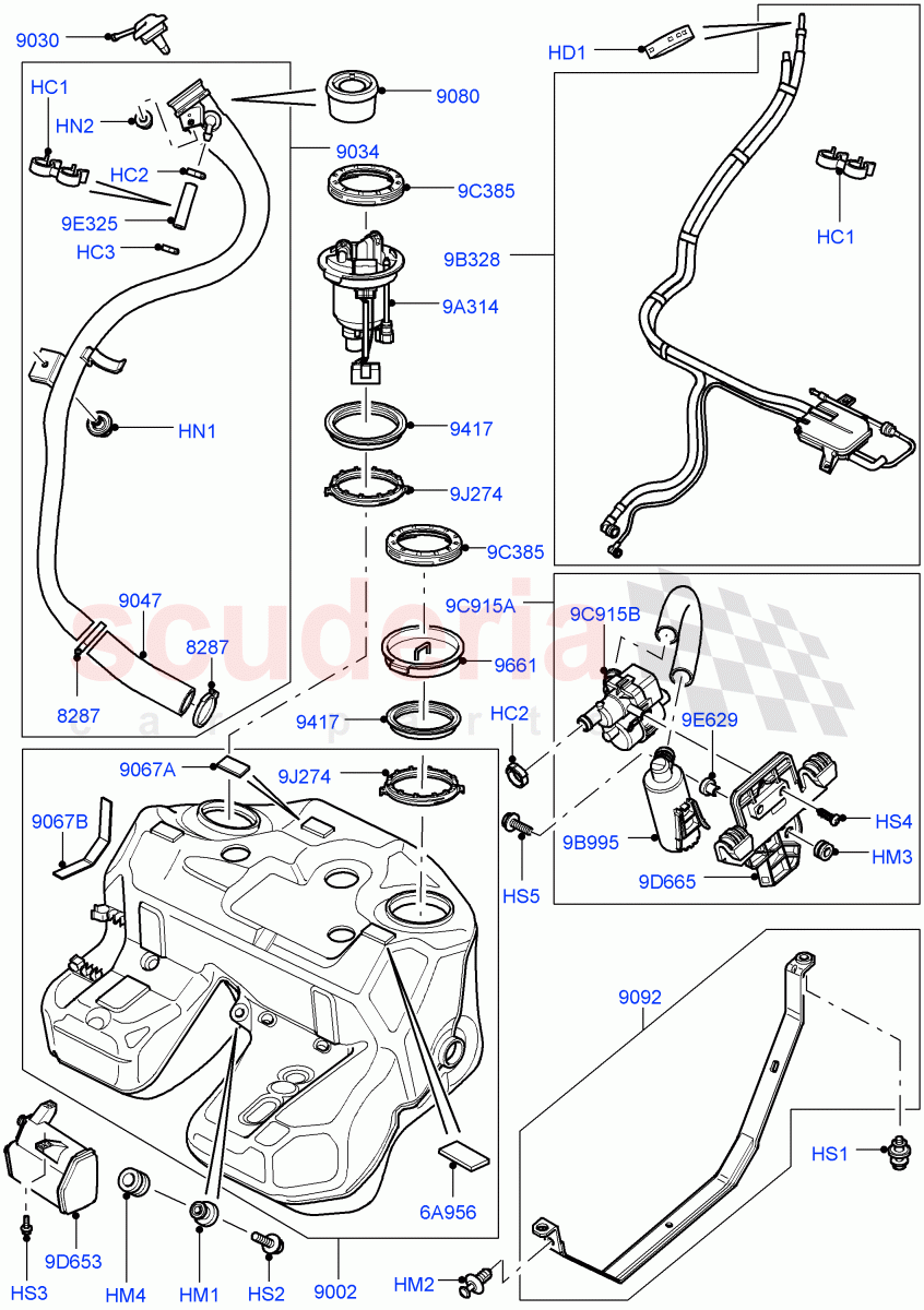 Fuel Tank & Related Parts (5.0L OHC SGDI NA V8 Petrol - AJ133) ((V) FROMAA000001) of Land Rover Land Rover Range Rover (2010-2012) [5.0 OHC SGDI NA V8 Petrol]
